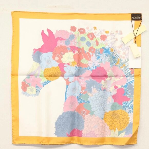 HERMES Carre 45 Scarf ""ROBE LEGERE"" Silk Orange Auth am8904 - Picture 6 of 8